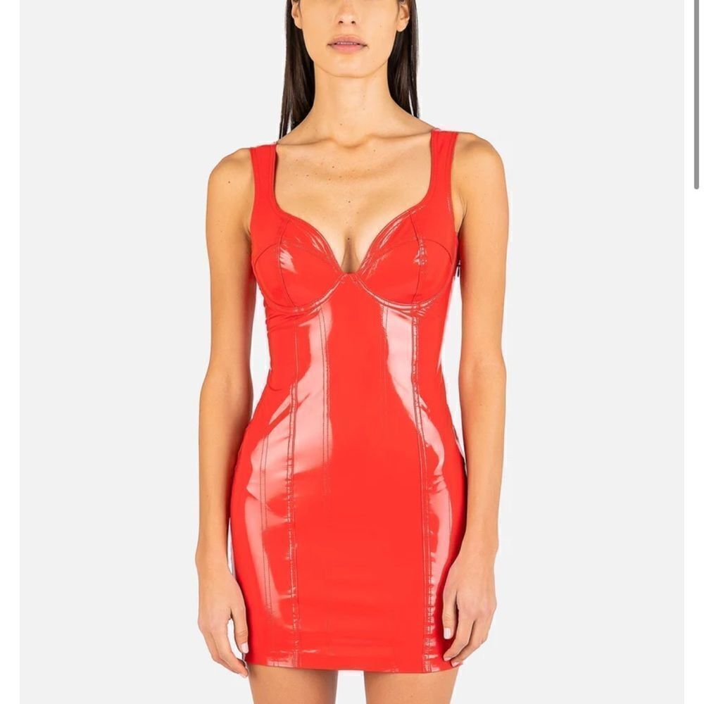 Ivy Park, Ivy Heart Red Latex Dress, Size XS - Picture 5 of 15